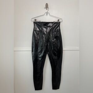 Spanx Faux Patent Leather High Rise Black Leggings